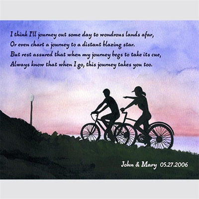 Bicycle Outing with You - Watercolor Print with Custom Text for Anniversary - myDaVinci